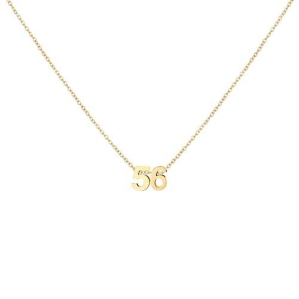 7226 18K Gold Plated Number 56 Necklace Dainty Pendant Chain Necklace